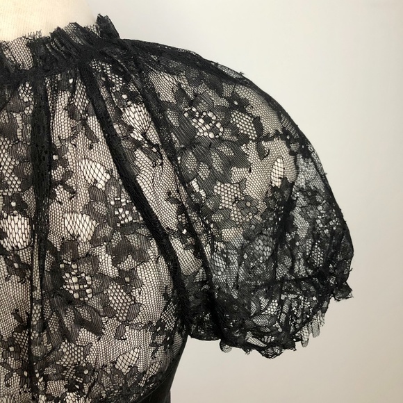 NWT BCBG Black Silk/Lace Cap Sleeve Party-Top - Picture 7 of 16